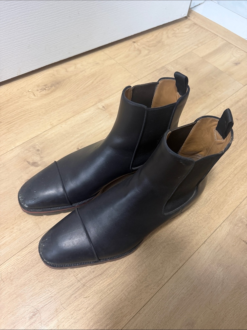 Christian Louboutin Black Leather Chelsea Boots Men Size 10